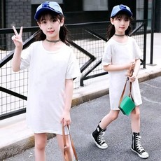 女童T恤裙 韓版寬鬆休閒直筒裙
