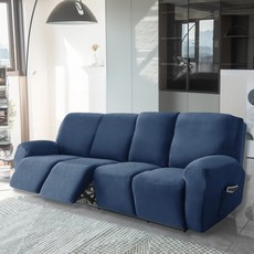 [모든사이즈 호환] 커버무드 리클라이너 벨벳 소파 커버, 네이비 블루, 1개