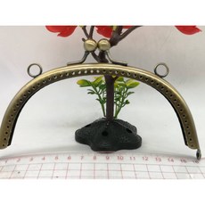 愛心手工材料鋪 16.5公分半圓口金 加厚加寬亮面壓花口金 雙耳古銅色手作包材料, KJ-1610-弧形亮面古銅