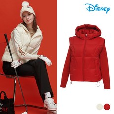 디즈니골프 여성 구스다운 조끼핏 소매니트 후드 바람막이 패딩 점퍼 DN4LJB034