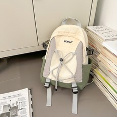 戶外休閒撞色雙肩包2025新款韓系大容量輕便旅行登山揹包運動書包, 綠色【小號】:【廠家直銷】, 1個