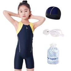 TS스포츠 초등 생존수영 여아 3부 반전신 수영복 단색 학교수업용 국내제작