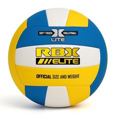 RBX 엘리트 퍼포먼스 배구 공식 사이즈 5 소프트 터치 커버 전천후 가능 실내/실외 (옐로우/블루), 옐로우/블루