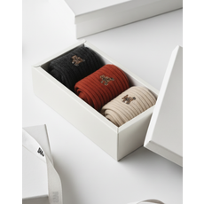 26FW [여성장목3족] 닥스베어 자수 장식 골지 장목 3족세트 DCSS6F914BK