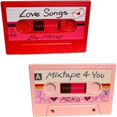 기록 가능한 발렌타인 데이 카세트 테이프 선물 – 2개 세트 빨강 & 분홍색 복고풍 오디오 사랑 메시지 기념품 20초 음성 녹음 로맨틱