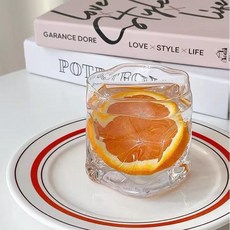 扭扭杯 冷飲果汁 異形玻璃杯 威士卡杯 褶皺杯, 透明, 1只