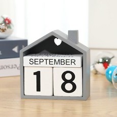 北歐風格雕刻木質情侶書房裝飾擺件藝術倒計時日曆, 1個, 房子款日曆