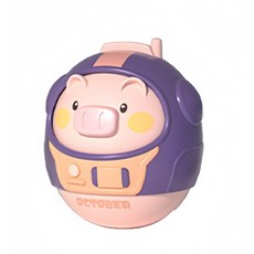 可愛卡通造型不倒翁玩具，安全無毒材質，聲光啟蒙寶寶益智玩具, 萌趣風鈴不倒翁 - 粉豬, 1個