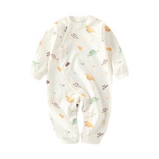 雪倫小舖 純棉透氣斜扣分腿款嬰兒服 長袖包屁衣(連身衣 睡衣 純棉嬰幼童裝)