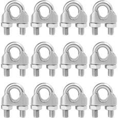 12 PCS 12 와이어 로프 케이블 클립 클램프 임시 가드레일 시스템 기계 장비 건설 등을 위한 M12 304 스테인리스 스틸 케이블 클램프. GENHAKON 작성, 1/2 M12