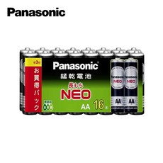 Panasonic國際牌 松下 碳鋅電池 錳乾電池 黑色, 1個, ３號（ＡＡ）１６入