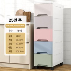 슬림 서랍장 틈새 거실 플라스틱 화이트 수납함 20cm, 3 칸, 25cm 믹스 36cm PP