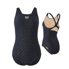 arena 經典款女款連身三角泳裝，暗壓紋LOGO設計，TOUGH SIUT-FLEX材質，室內游泳適用