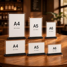 투명 아크릴 메뉴판 A4 A5 A6 POP 꽂이 테이블 스탠드 안내판 카페 식당 가격표 게시판, 1개