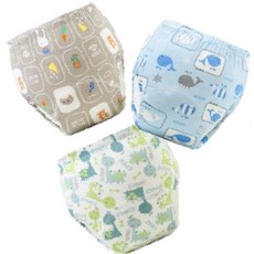 KIDS PARK 寶寶防水隔尿學習訓練褲 (多入), 灰藍綠, 3個