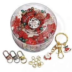 크리스마스 스쿱 비즈 믹스 대용량 150g + 키링 부자재, 1개, 레드