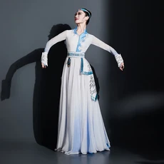 화이트 몽골 댄스 의상 여성용 2025 우아한 스커트 소수민족 공연 무대, 01 하얀색, 05 엘