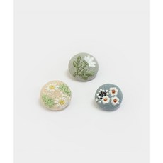 패션스타트 플라워 트리오 자수 싸개단추 1세트, 3개, 혼합