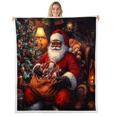 Jejeloiu 크리스마스 플리스 담요 귀여운 만화 펭귄 크리스마스 테마 셰르파 담요 76.2cm x 101.6cm30 x 40인치 침대 소파 소파 침실 장식 크리스마스 트리