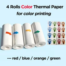 컬러 인쇄용 4 롤 감열지 인스턴트 용지 카메라 키즈 잉크 프린트 없음, 01 4 rolls color paper