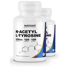 뉴트리코스트 N-아세틸 타이로신 350mg 120정 2팩 Nutricost N-Acetyl L-Tyrosine (NALT) 350mg, 2개