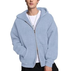 DNZZS Dnzzs 남성용 집업 후디 오버사이즈 애시드 워시 헤비웨이트 플리스 풀 지퍼 빈티지 스웨트셔츠 가을 패션 재킷 더스티 블루 XL, DNZZS Dnzzs 남성용 집업 후디 오버사이즈 애시