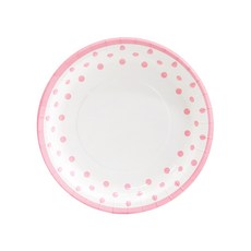 파티쇼 NEW 라인 도트 접시 6개입 생일 파티 셀프 홈파티 테이블 장식 피크닉 소품, 18cm, 핑크