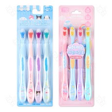 산리오 더블 논슬립 컬러 칫솔 4p+몰랑 어린이 칫솔 4p, 1세트, 8개입, 산리오 칫솔+몰랑 칫솔