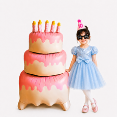 블루디 대형 스탠드 케이크 풍선 고깔모자 생일파티용품, 1개, 010 핑크