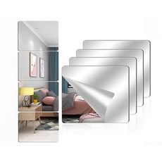 VPICKEVYS 아크릴 벽 거울 전체 길이 20.3 x 20.3cm(8 x 8인치) 자체 접착 프레임리스 소형 거울 타일 침실 홈 체육관 문용 유연한 플라스틱 거울 시트