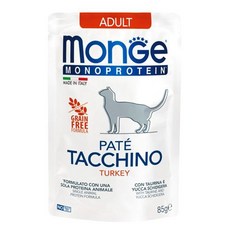 瑪恩吉 MONOPROTEIN 無穀牛肉主食肉醬餐包, 1個, MONO貓餐包85g成貓火雞肉*28