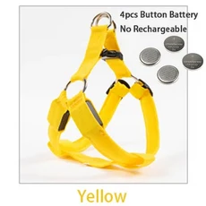 조정 가능한 LED 개 하네스 USB 충전식 깜박이 야간 안전 당김 칼라 없음 소형 중형견 반려동물용 Arnes Pe, 03 S Bust 32-37cm, 16 Yellow ButtonBattery