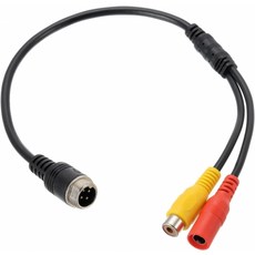 4핀 항공 커넥터 변환 케이블 - RCA(영상 암) & DC 전원 입력(암) - 차량용 카메라 연장 연결용
