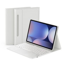 데이웍스 갤럭시탭 S10+ 플러스 블루투스 터치패드 키보드 북커버 케이스 S펜 수납, 모티보 플러스_화이트
