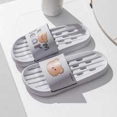파티굿즈 미끄럼방지 곰돌이 욕실화 물빠짐 욕실 슬리퍼, 1개, 그레이