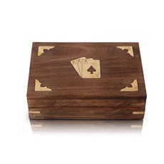 생일 선물 아이디어 수제 클래식 나무 놀이 카드 홀더 데크 박스 보관 케이스 오거나이저 프리미엄 품질 '에이스' 플레잉 2세트 포함 기념일 집들이