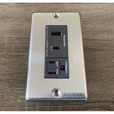 Panasonic 國際牌 WNF1074H USB充電插座 支援Type-C PD 拉絲不鏽鋼面板, 1個, TYPE-C+USB+單插座