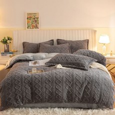 珊瑚絨法蘭絨菱格紋床組，柔軟親膚保暖舒適，多款顏色可選，打造溫馨臥室風格