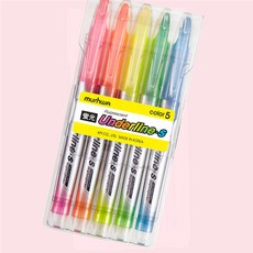 형광펜 5색 5개입 각인학용품 도서관선물 강템, 1개