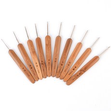 나무 뜨개질 뜨개바늘 코바늘 사이즈별 10개들이 세트