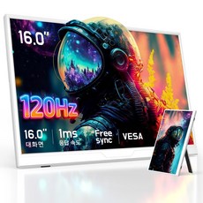 UPERFECT 120Hz FHD 1080p 16'' 포터블 모니터 게임용 DEX 초경량 휴대용 모니터 UGame, 화이트, 40.64cm, 화이트