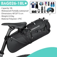 NEWBOLER 15L 대용량 자전거 안장 가방 방수 MTB 도로 사이클링 접이식 테일 리어 백 트렁크 액세서리, 03 BAG026-18L