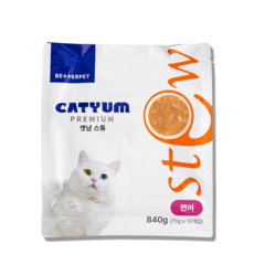 베러펫 캣냠 고양이습식사료 고양이사료 주식 스튜, 연어, 70g, 12개