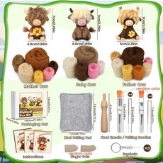 니들 펠트 키트 울 바늘 패드 초보자용 홈 데코, 1. 1 set cow, 1개