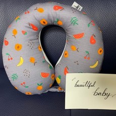 비베이비 카시트목베개 유아목베개 유아목쿠션 유아카시트목쿠션 유아여름용목베개 유아사계절목베개, 과일나라그레이S, 1개