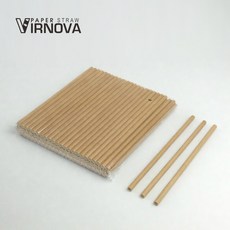 【Virnova】 竹纖維 紙吸管 6x195mm 棕色 平頭 裸裝 生物可分解 環保吸管, 1包, 100支