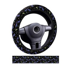 ADQWIOVL 자동차 스티어링 휠 커버 범용 38.1cm(15인치) 네오프렌 미끄럼 방지 핸들 커버 여성용 남성용 재미있는 자동차 액세서리 자동차 SUV 트럭 귀여운, 귀여운 보라색 박쥐