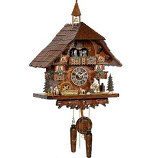 Trenkle-Uhren 德國製原木手工黑森林木屋砍柴12首音樂旋轉玩偶石英咕咕鐘 型號：4260QMT【神梭鐘錶】, 1個