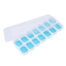 【無品牌】-14格冰格方形冰塊模具帶蓋子硅膠冰格軟底易脫模製冰盒自制冰塊盒, 藍色冰格:無尺寸