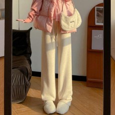 겨울 와이드 밍크 퍼안감 트레이닝 밴딩 팬츠 바지 블랙 그레이 M L XL